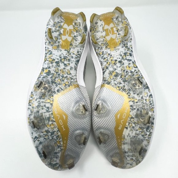 Under Armour Men's Harper 7 ST Baseball Metal Cleat 3025582-100 White/Gold SZ 7. - Picture 8 of 13